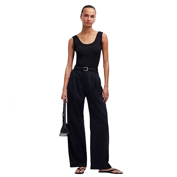 Madewell The Harlow Wide Leg HR Black Trouser Pant Size 8 NWT - Picture 1 of 15